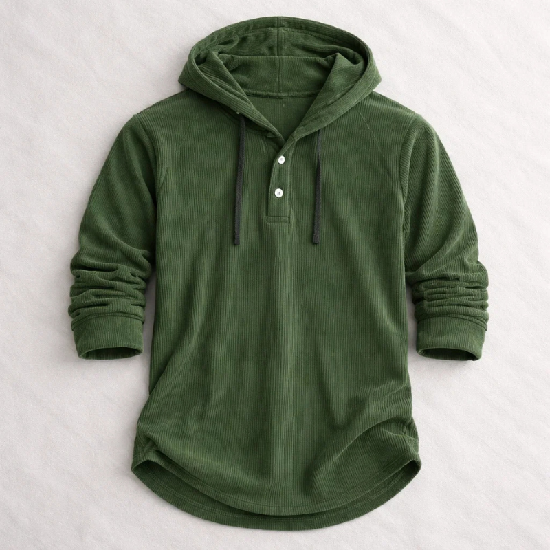 MANSSINO™ | Corduroy Button-Neck Hoodie