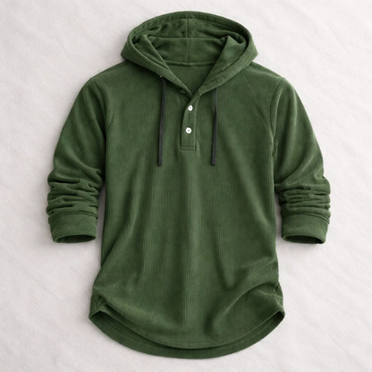 MANSSINO™ | Corduroy Button-Neck Hoodie