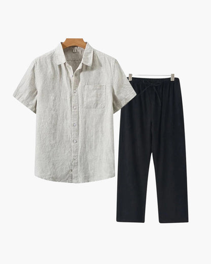 MONVIEL | Short-sleeve linen set