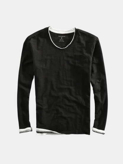 MONVIEL™ | Long Sleeve Cotton V-Neck Tee