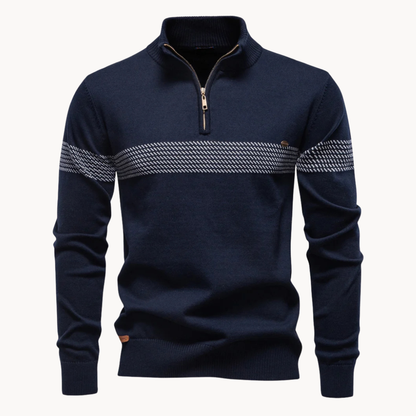 MANSSINO™ | Tonal Stripe Quarter-Zip Pullover