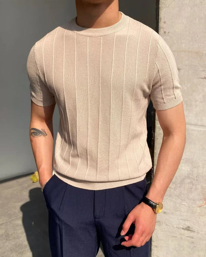Fabien™ | T-shirt côtelé lin coton