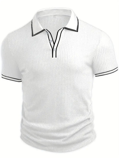 MONVIEL™ | Contrast-Trim Ribbed Polo