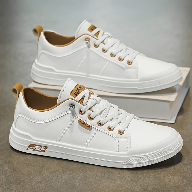 MANSSINO™ | Men's White Leather Low-Top Sneaker