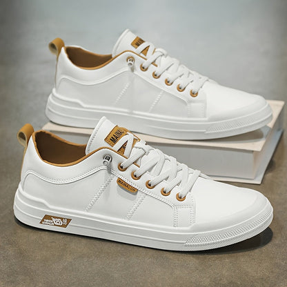MANSSINO™ | Men's White Leather Low-Top Sneaker