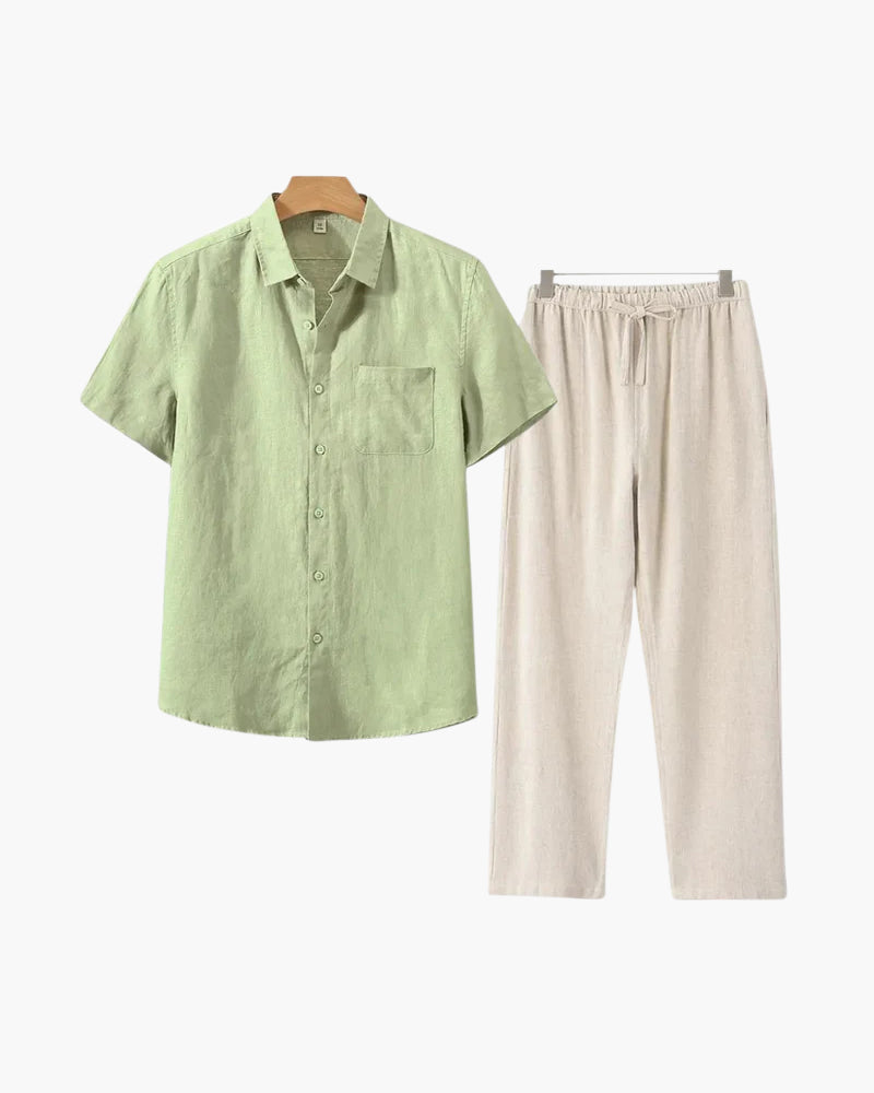 MONVIEL | Short-sleeve linen set