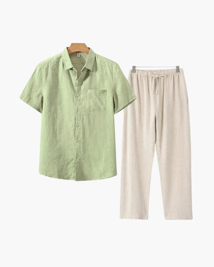 MONVIEL | Short-sleeve linen set