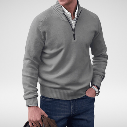 MANSSINO™ | Men's Half-Zip Stand Collar Cotton Pullover