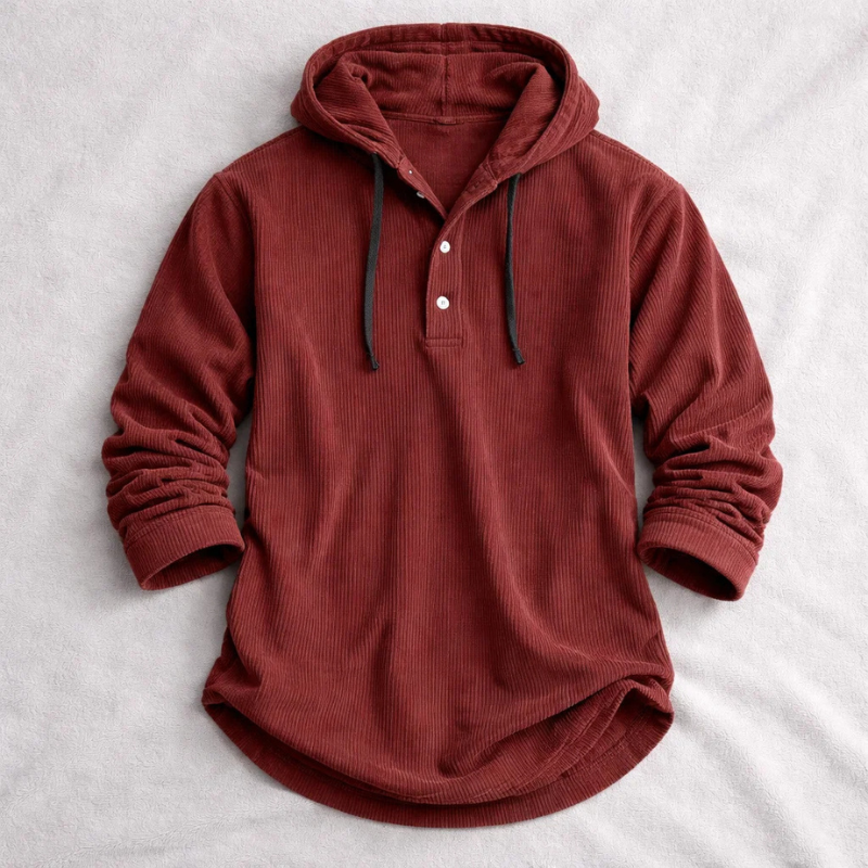 MANSSINO™ | Corduroy Button-Neck Hoodie