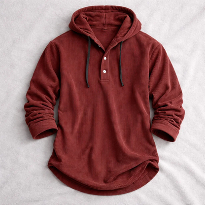 MANSSINO™ | Corduroy Button-Neck Hoodie