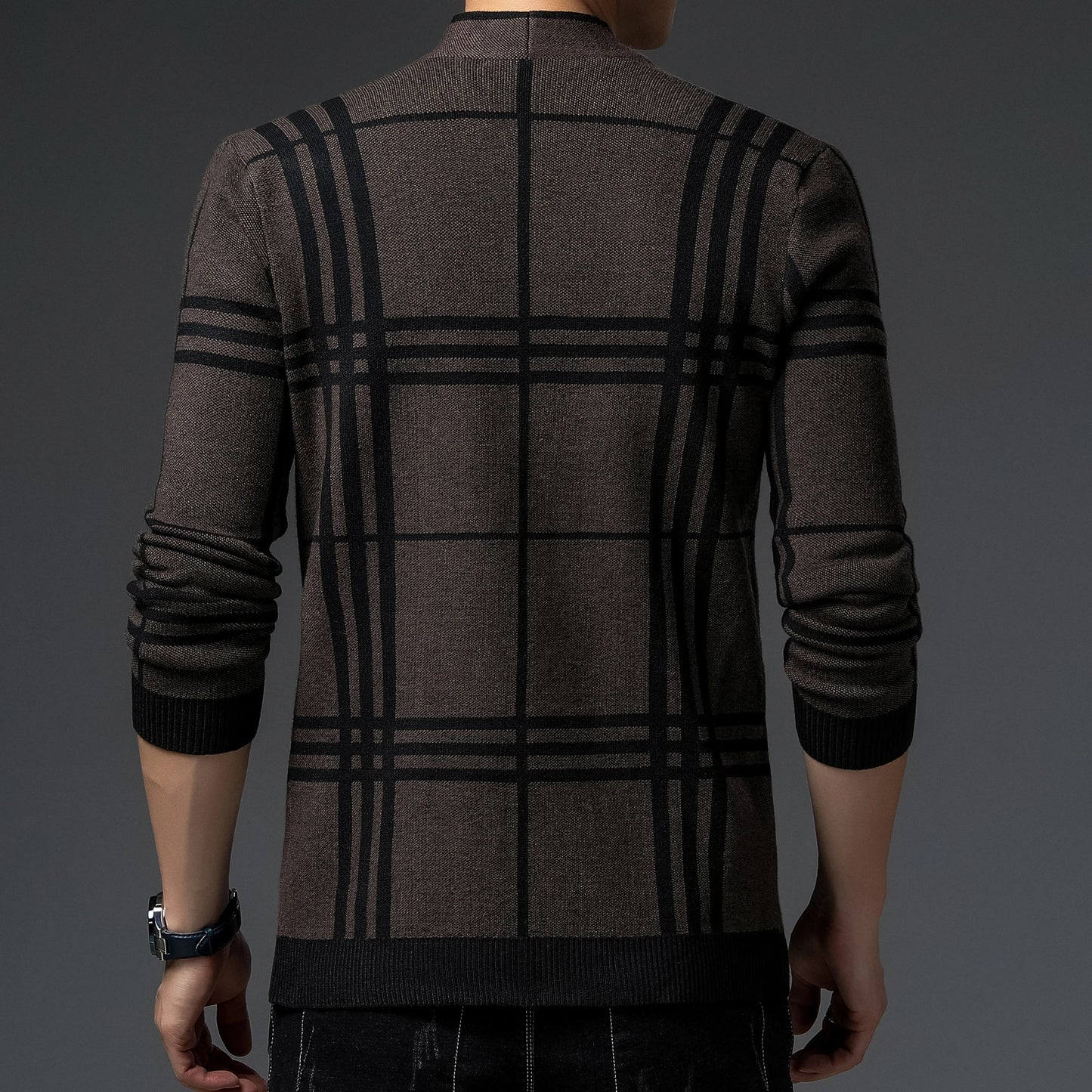 MANSSINO™ | Check Open-Front Knit Cardigan