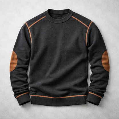 MANSSINO™ | Waffle Knit Elbow-Patch Pullover