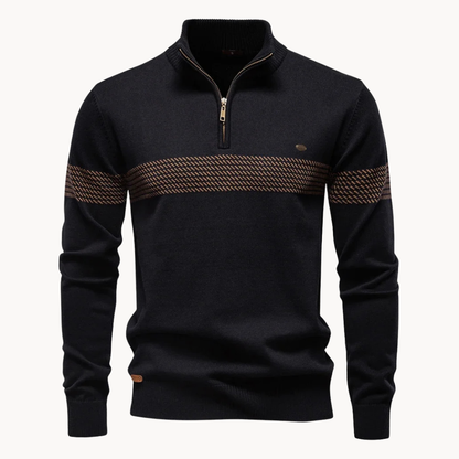 MANSSINO™ | Tonal Stripe Quarter-Zip Pullover