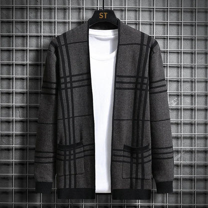 MANSSINO™ | Check Open-Front Knit Cardigan