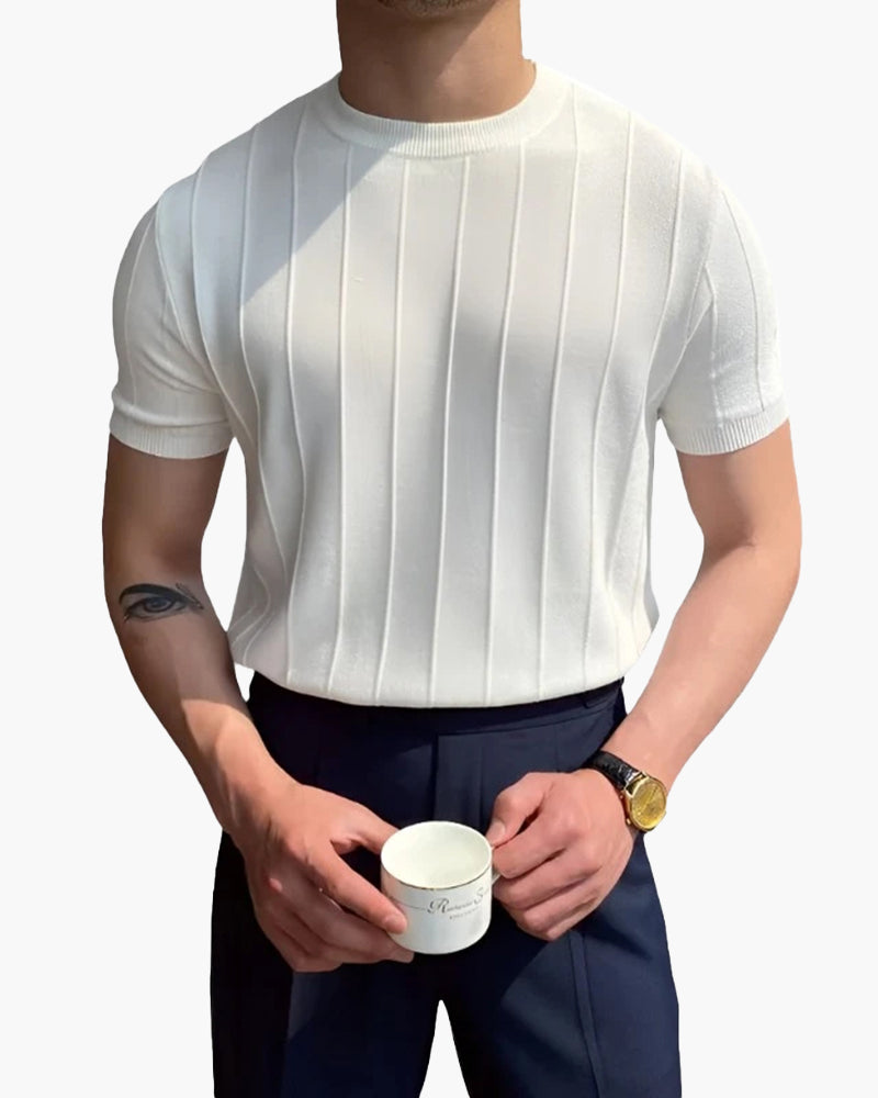Fabien™ | T-shirt côtelé lin coton