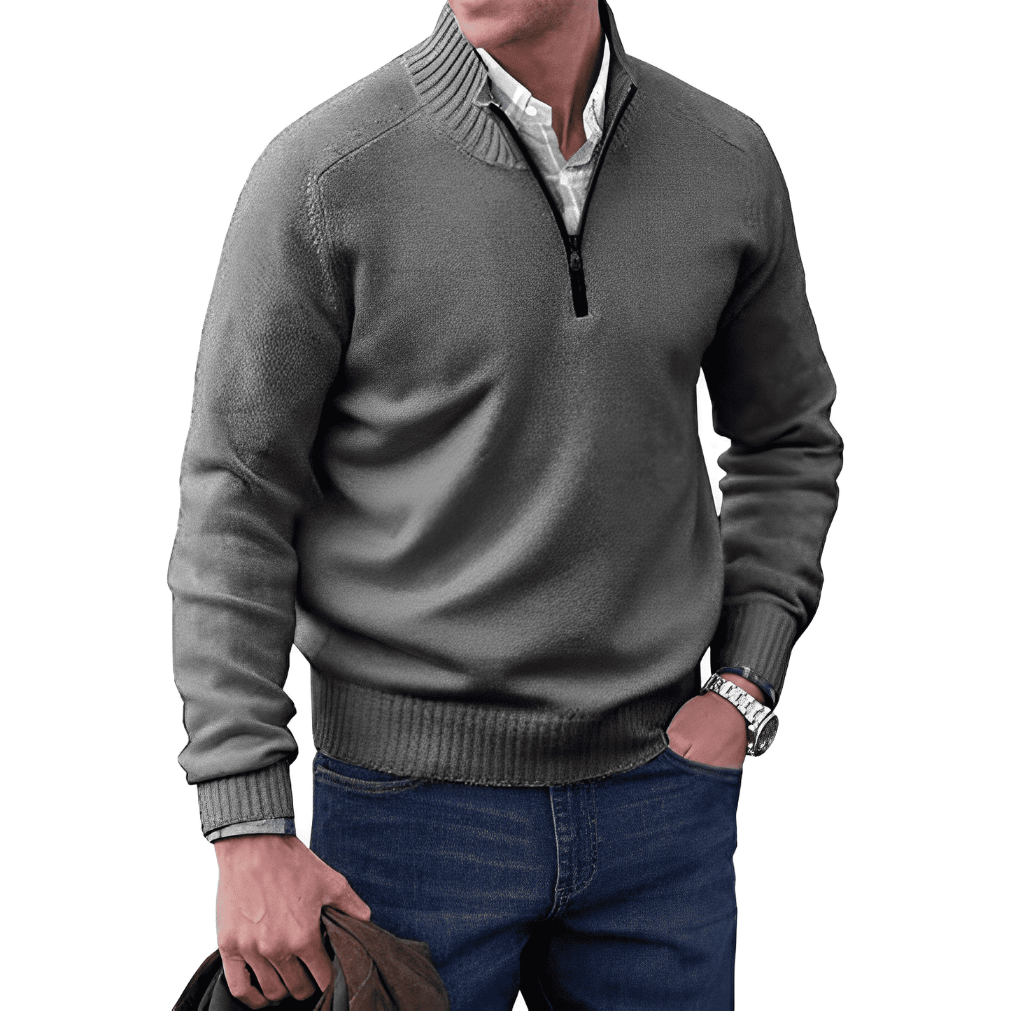Fergal™ | Pull maille zippé col montant