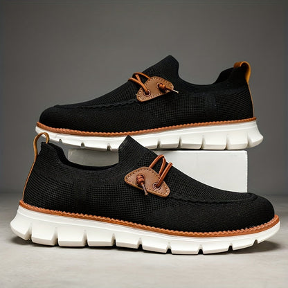 MANSSINO™ | Men's Knit Slip-On Sneaker with Leather Accent