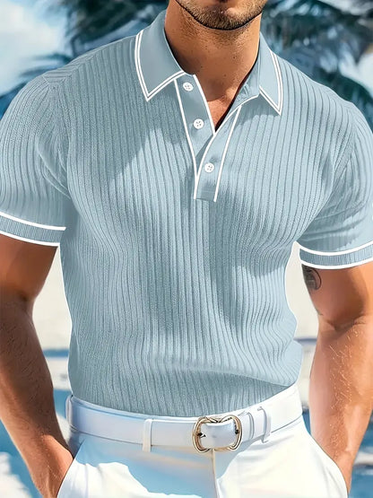 MONVIEL™ | Contrast-Trim Ribbed Polo