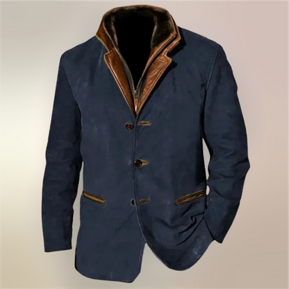 MONVIEL™ | Classic Vintage Leather-Trim Jacket