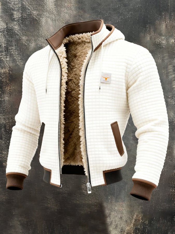 MANSSINO™ | Waffle Sherpa-Lined Hooded Jacket