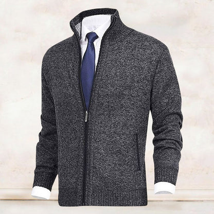MANSSINO™ | Full-Zip Stand Collar Knit Cardigan