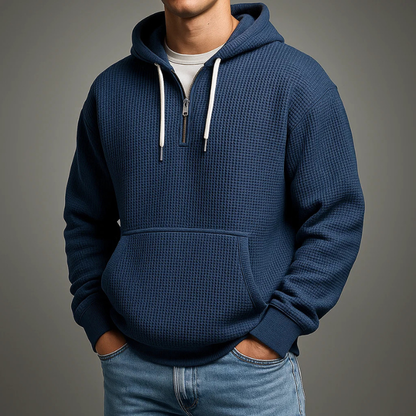 MONVIEL | Waffle-Knit Half-Zip Hoodie