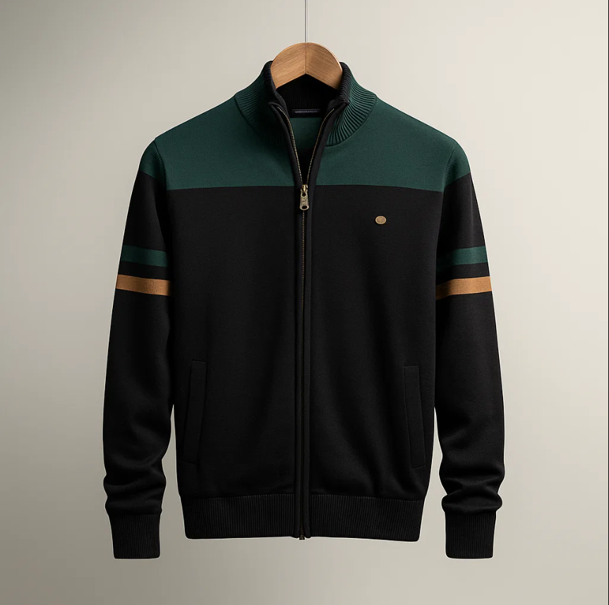 MONVIEL | Colour-Block Zip-Up Hoodie