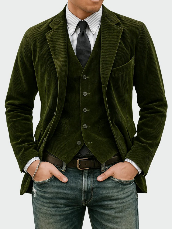 MANSSINO™ | Corduroy Blazer Vest Set