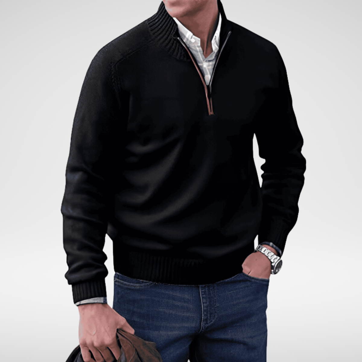 MANSSINO™ | Men's Half-Zip Stand Collar Cotton Pullover