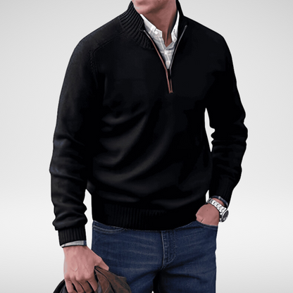 MANSSINO™ | Men's Half-Zip Stand Collar Cotton Pullover