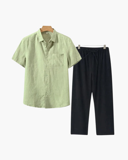 MONVIEL | Short-sleeve linen set