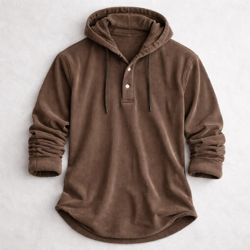 MANSSINO™ | Corduroy Button-Neck Hoodie