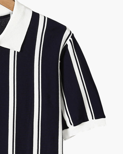 MONVIEL | STRIPED HALF-ZIP KNIT POLO