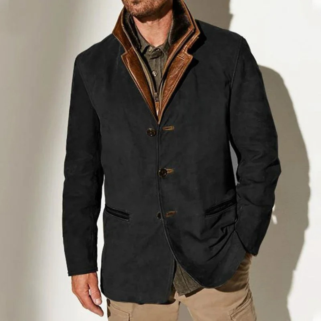 MONVIEL™ | Classic Vintage Leather-Trim Jacket