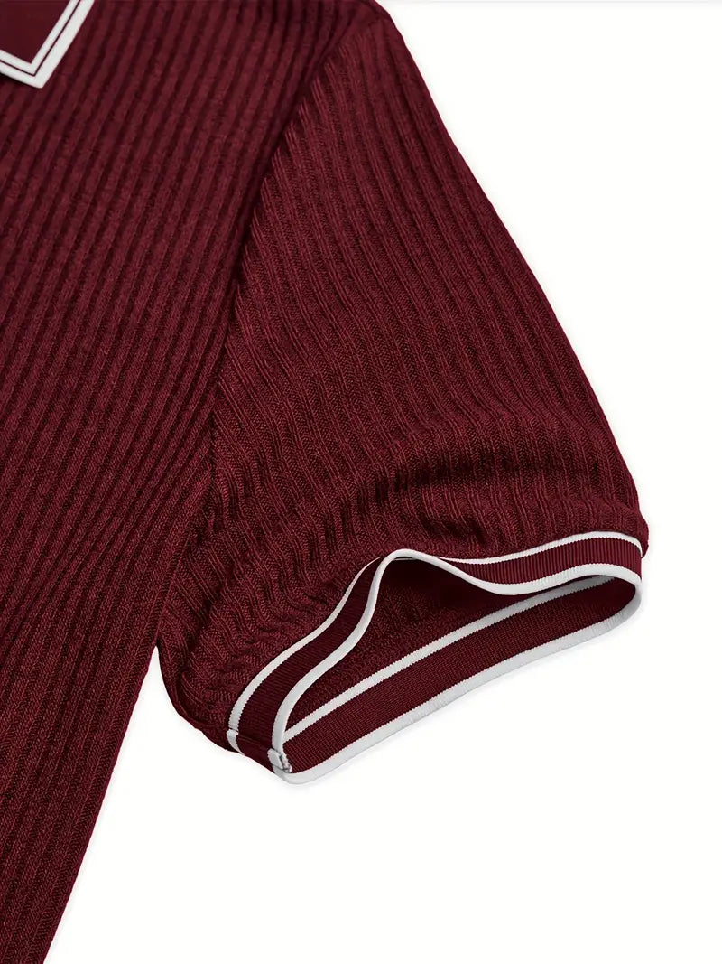 MONVIEL™ | Contrast-Trim Ribbed Polo