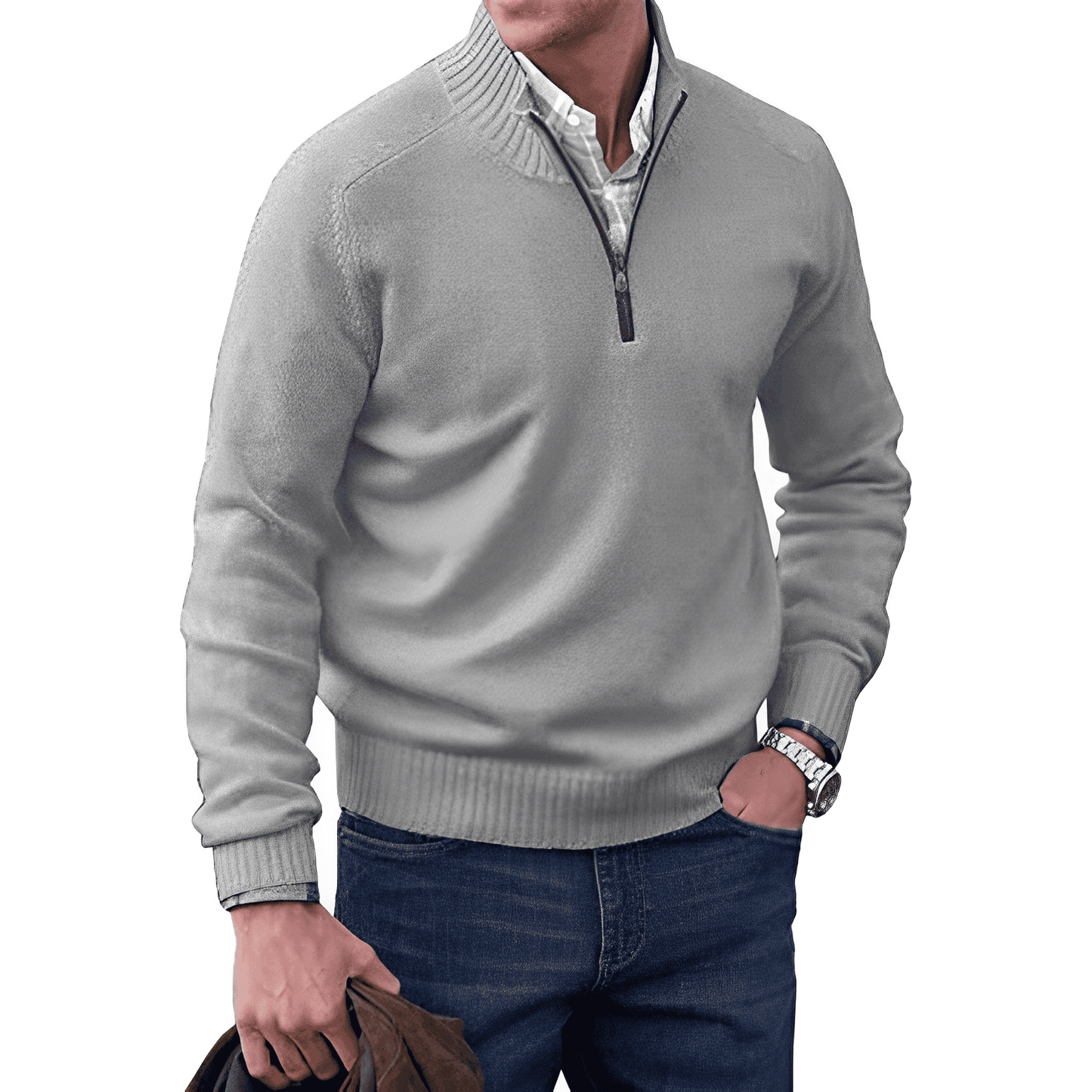 Fergal™ | Pull maille zippé col montant