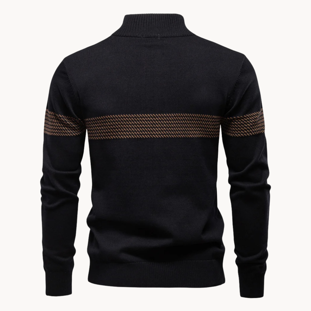 MANSSINO™ | Tonal Stripe Quarter-Zip Pullover