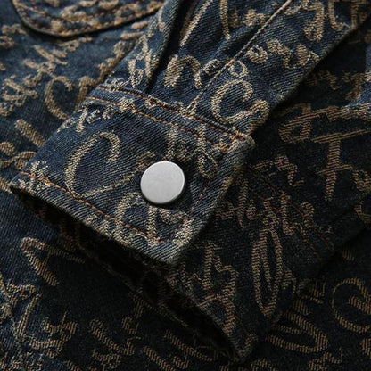 MANSSINO™ | Cursive Print Denim Overshirt
