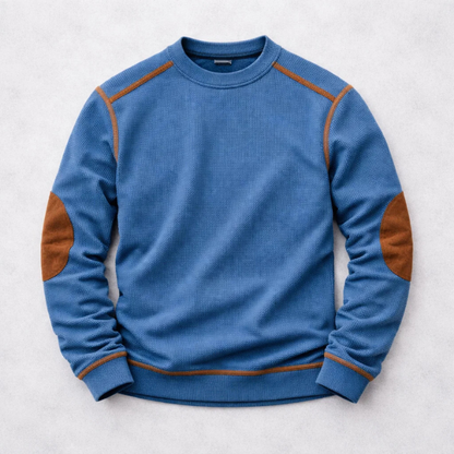 MANSSINO™ | Waffle Knit Elbow-Patch Pullover