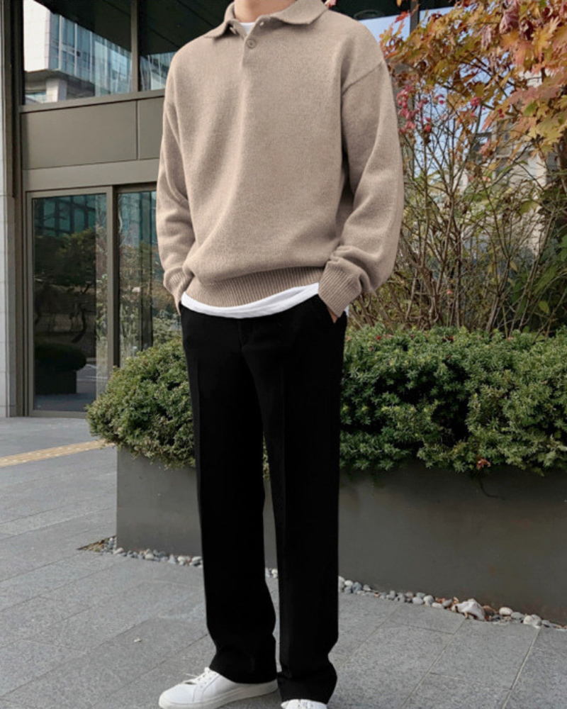 MONVIEL | WOOL BUTTONED HALF-ZIP