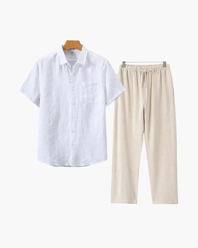 MONVIEL | Short-sleeve linen set