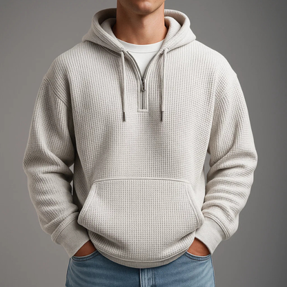 MONVIEL | Waffle-Knit Half-Zip Hoodie