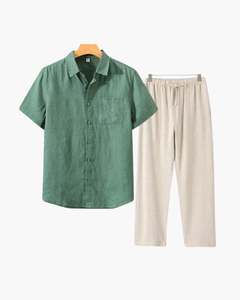 MONVIEL | Short-sleeve linen set