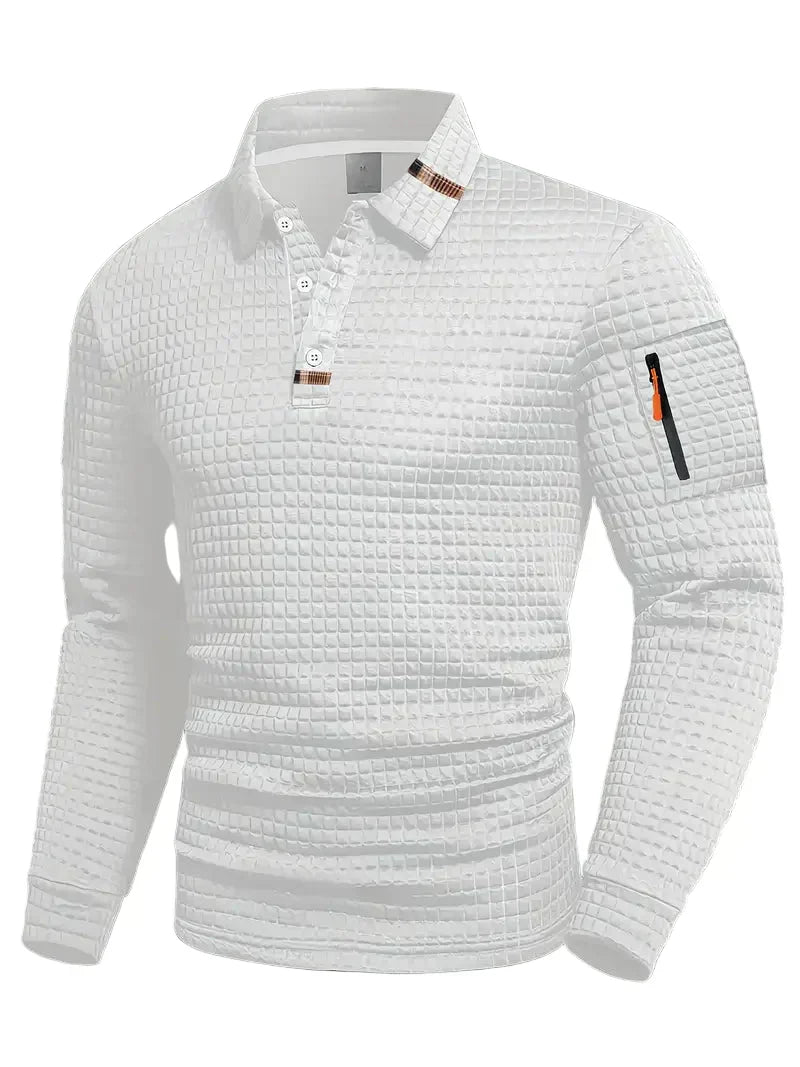 MONVIEL | Textured Long-Sleeve Polo