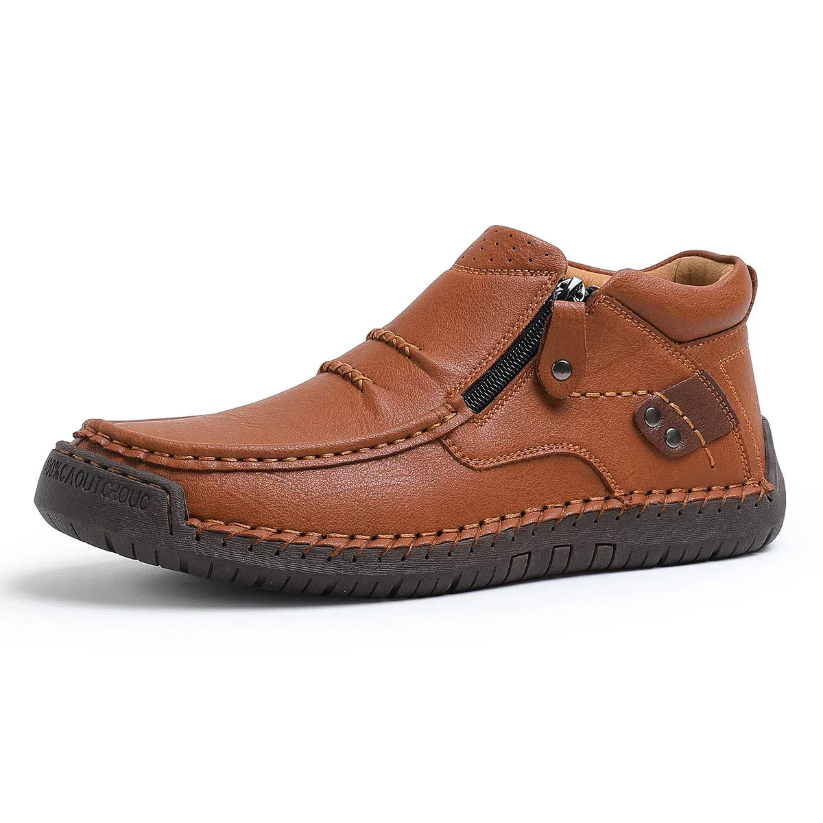 MANSSINO™ | Men's Hand-Stitched Zip Mid-Top with Rivet Detail