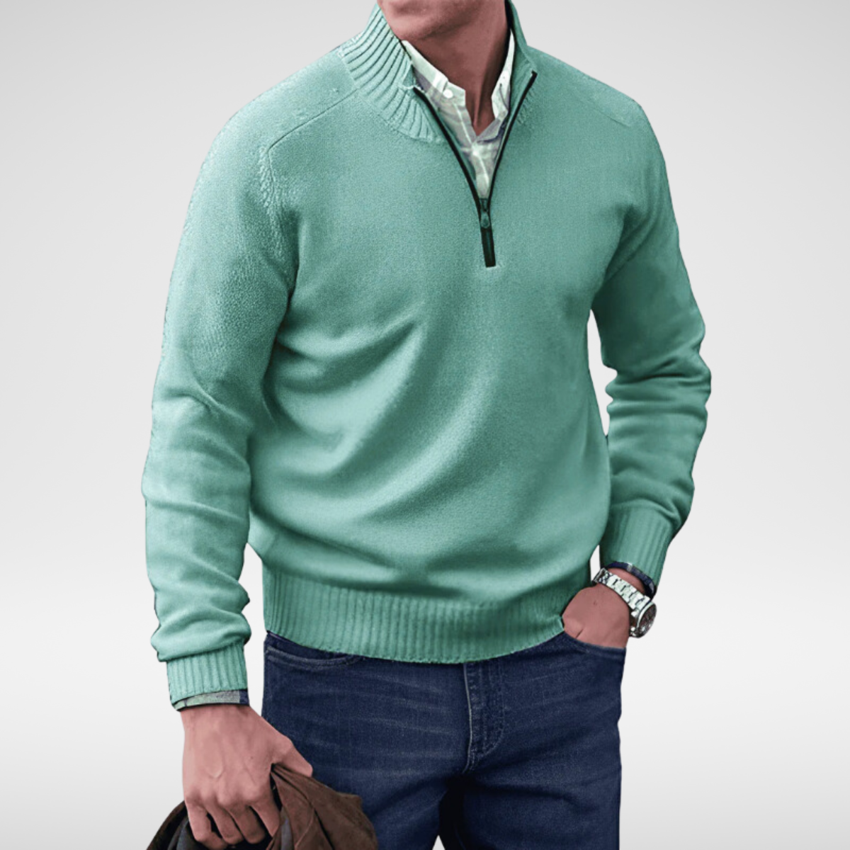 MANSSINO™ | Men's Half-Zip Stand Collar Cotton Pullover