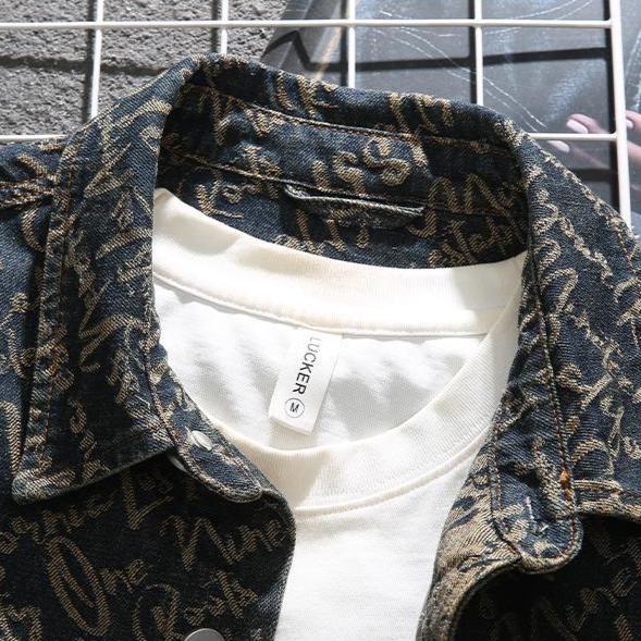 MANSSINO™ | Cursive Print Denim Overshirt