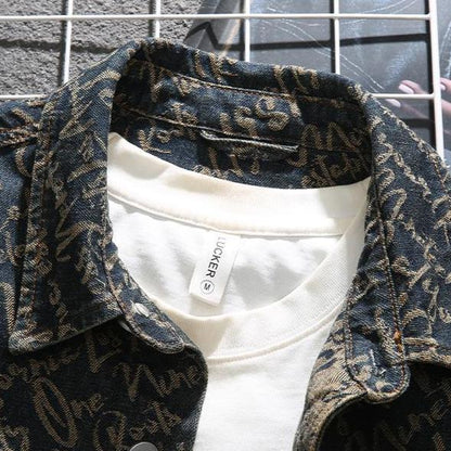 MANSSINO™ | Cursive Print Denim Overshirt