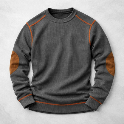 MANSSINO™ | Waffle Knit Elbow-Patch Pullover