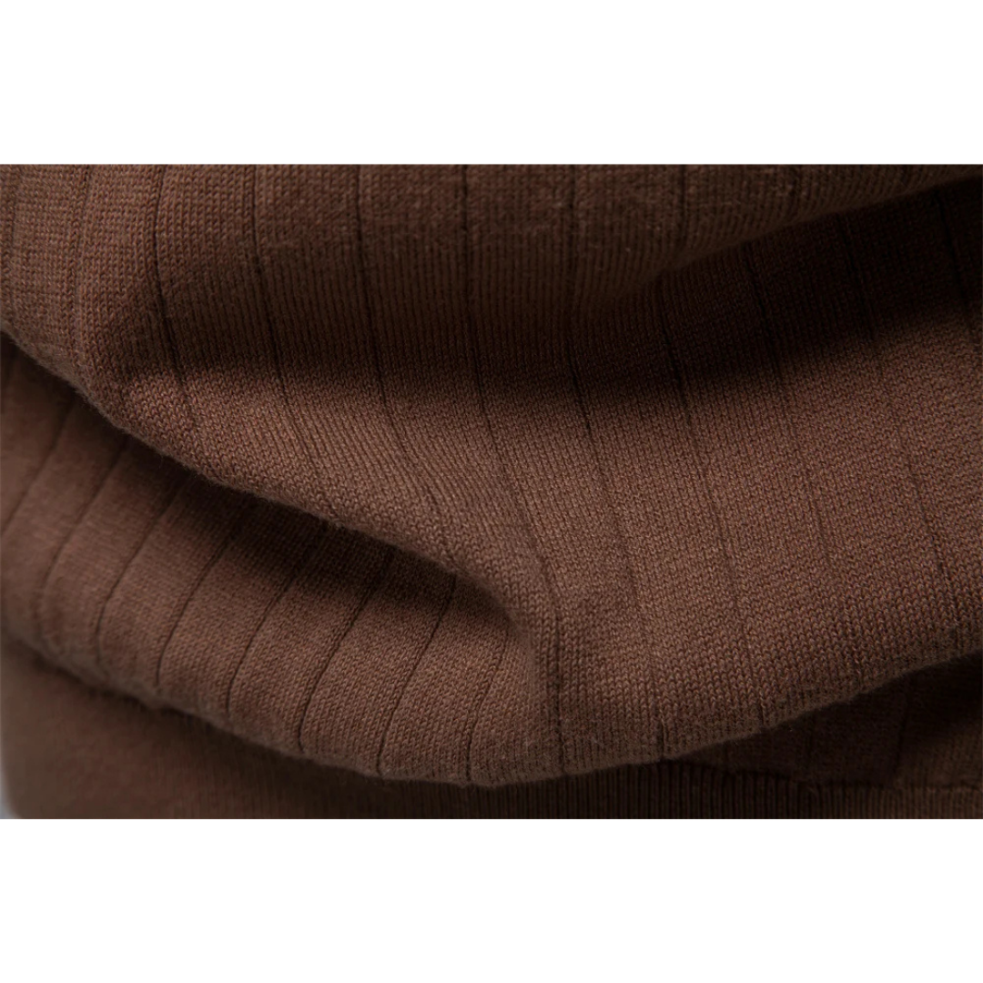MONVIEL™ | Men's Ribbed Knit Polo with Contrast Collar